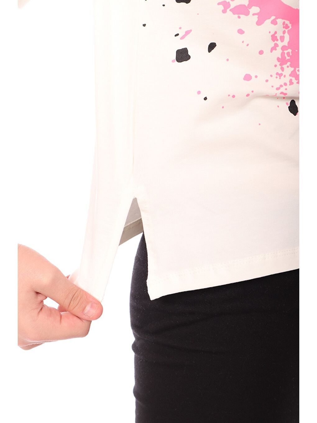 Ekru Kız Çocuk Baskılı Tişört-2