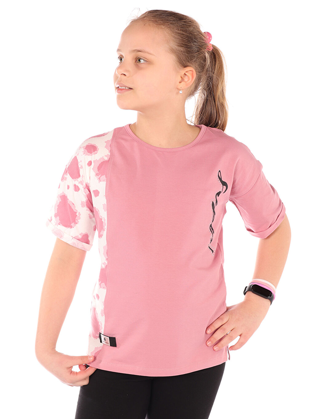 Pembe Kız Çocuk Baskılı Tişört