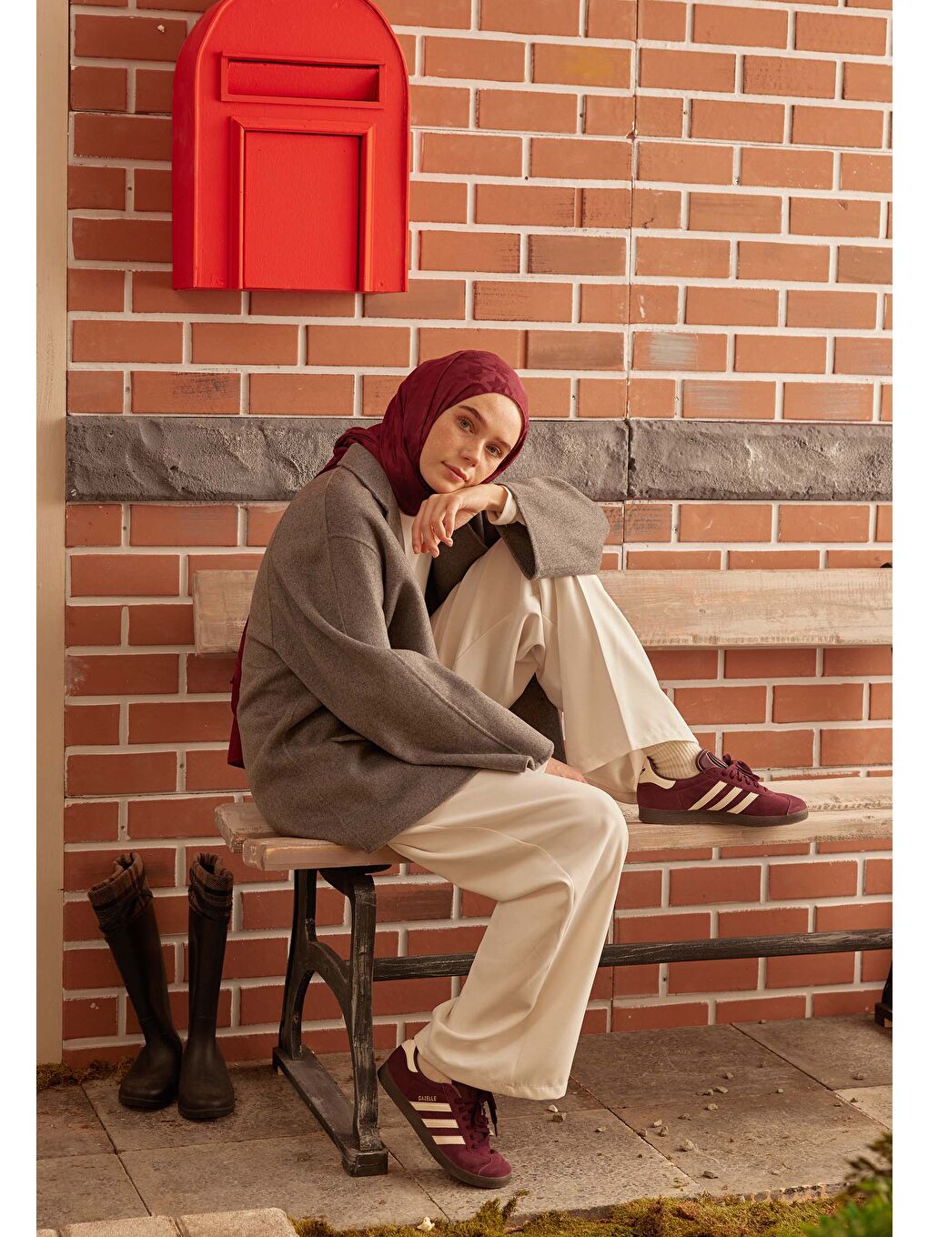 Kazayağı Jakarlı Şal Bordo