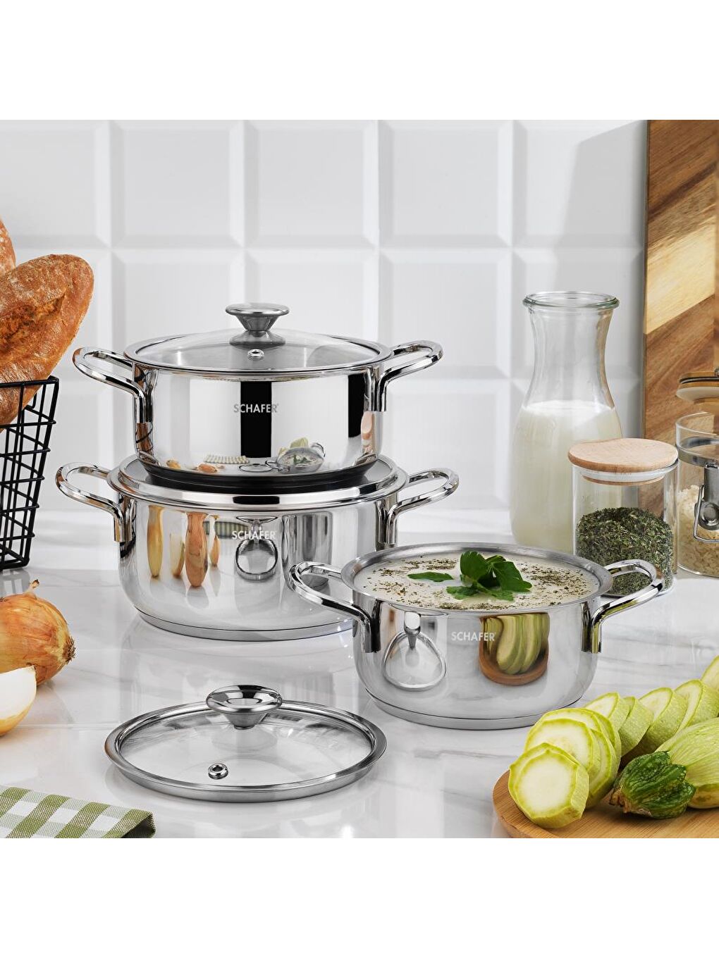 Gri Steel Storm Çelik Tencere Seti 6 Parça-Inox-4