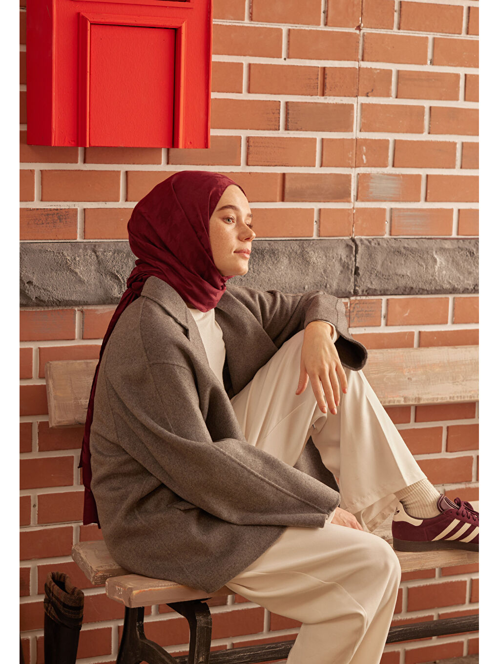 Kazayağı Jakarlı Şal Bordo-1