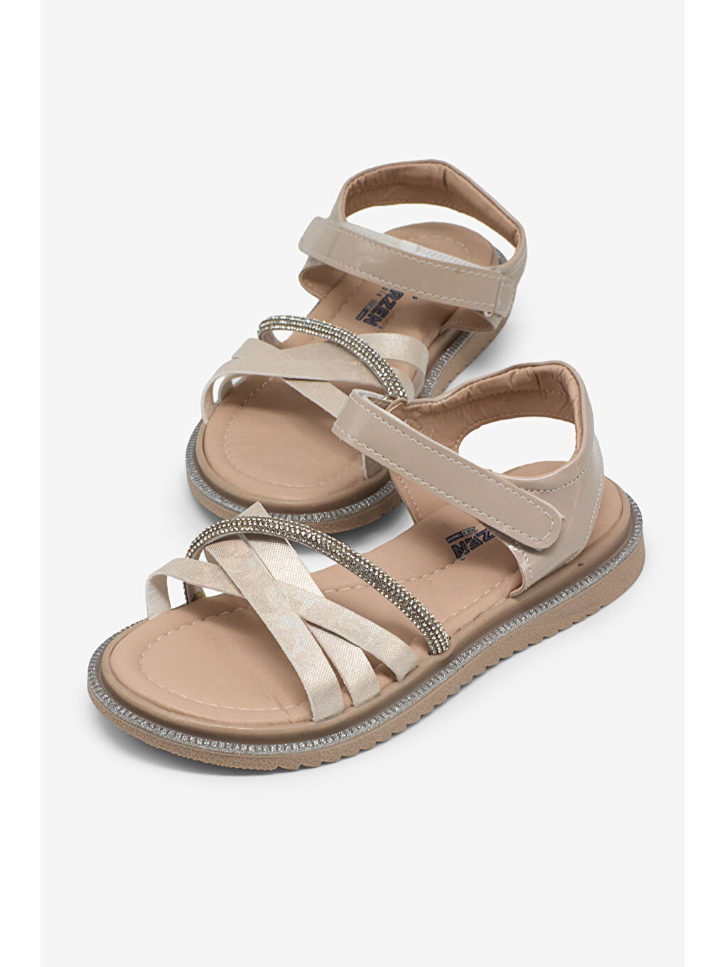 Kahverengi Çocuk Unisex Sedef Çoçuk Çarpraz Bağlı Sandalet-2