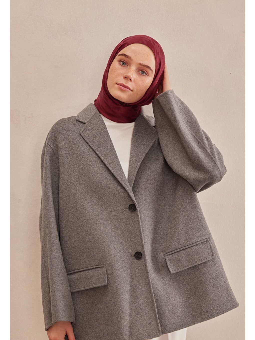 Kazayağı Jakarlı Şal Bordo-2