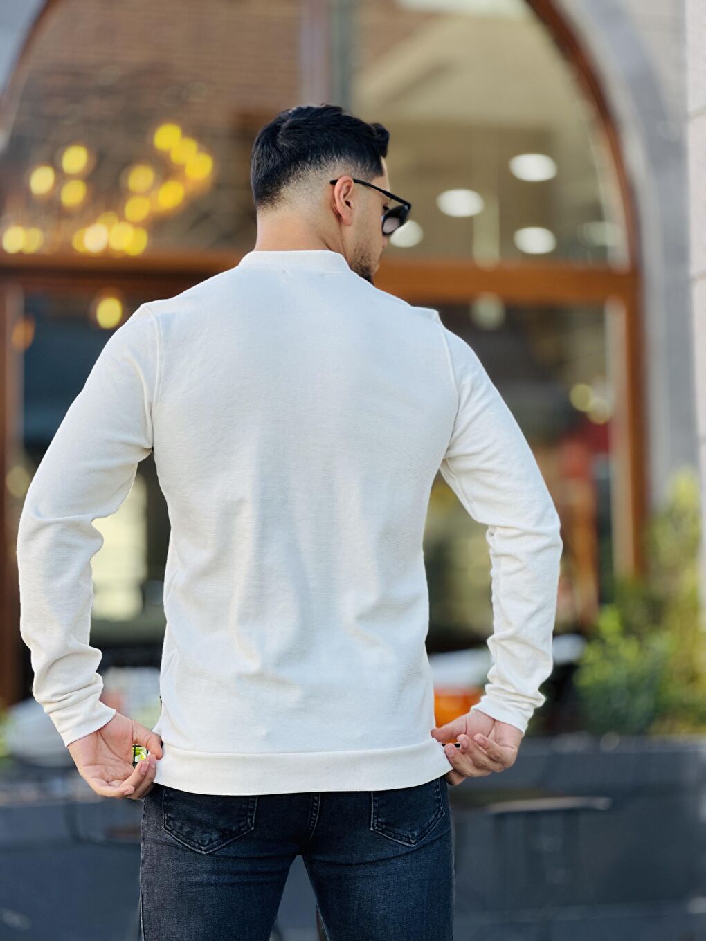 Miron Ekru Yarım Fermuarlı Kolej Yaka Sweatshirt Regular Fit-Ekru - 2