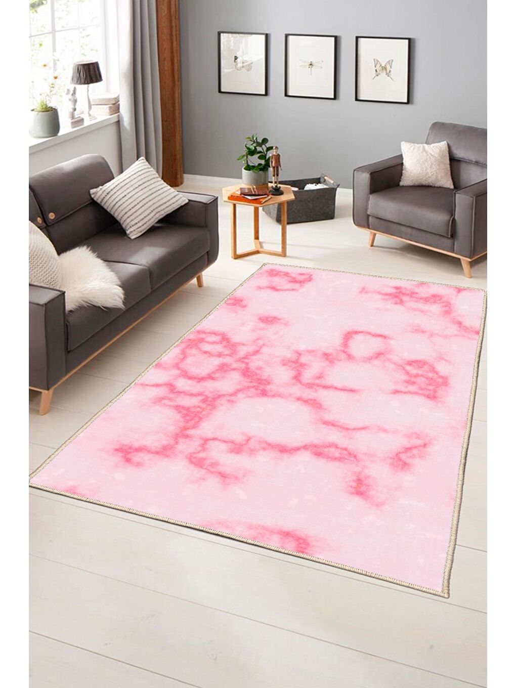 Homefesto Pembe Dekoratif Özel Tasarım Modern Halısı 160x230 cm