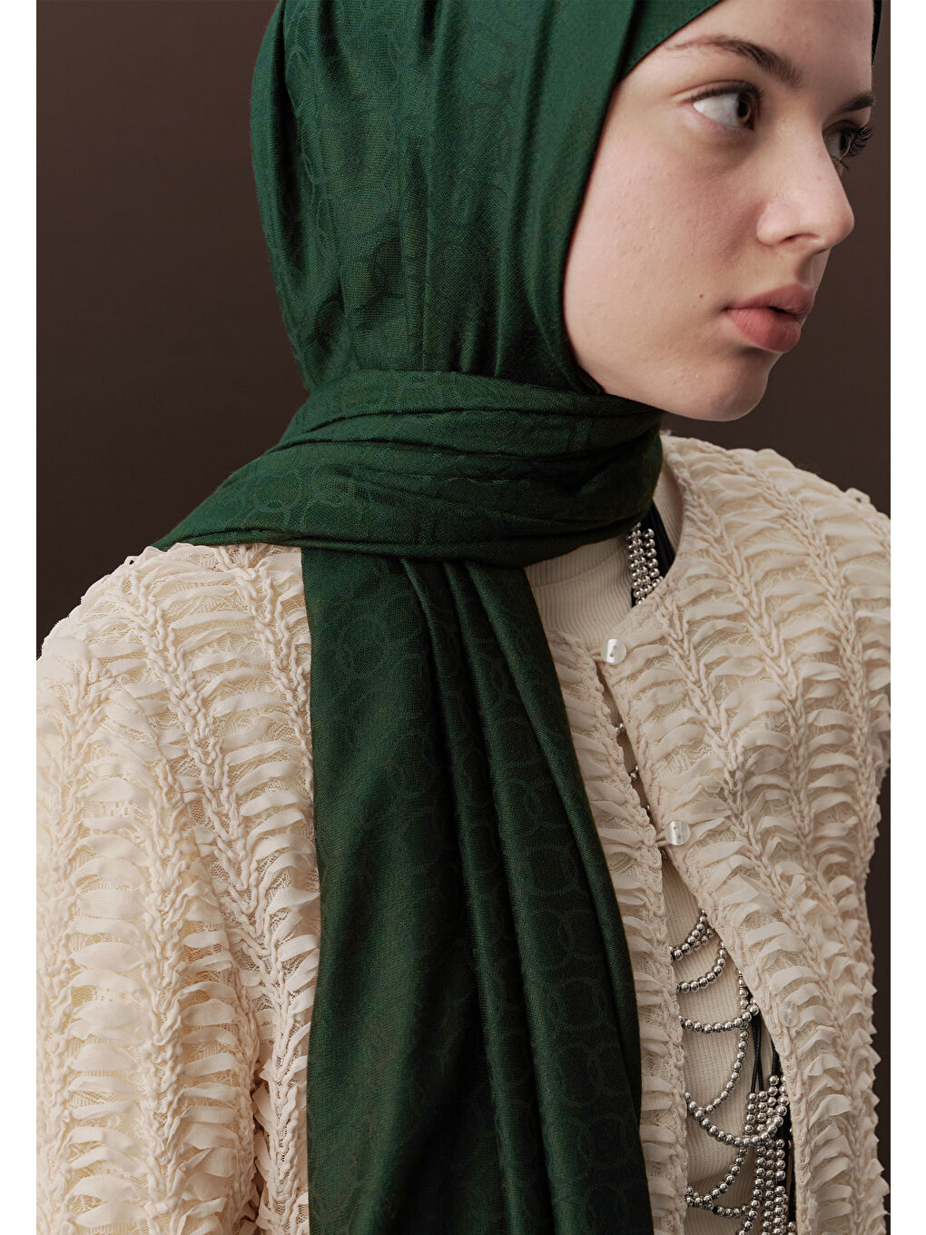 Bej Premıum Yünlü Düz Şal Zümrüt-1