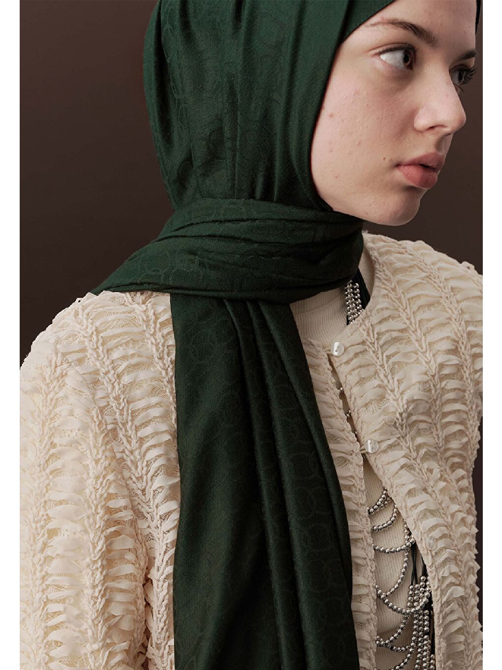 Bej Premıum Yünlü Düz Şal Zümrüt-2