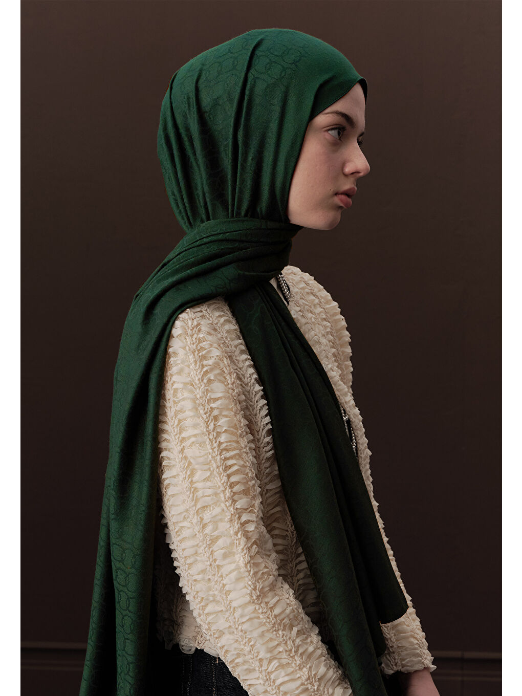 Bej Premıum Yünlü Düz Şal Zümrüt-3