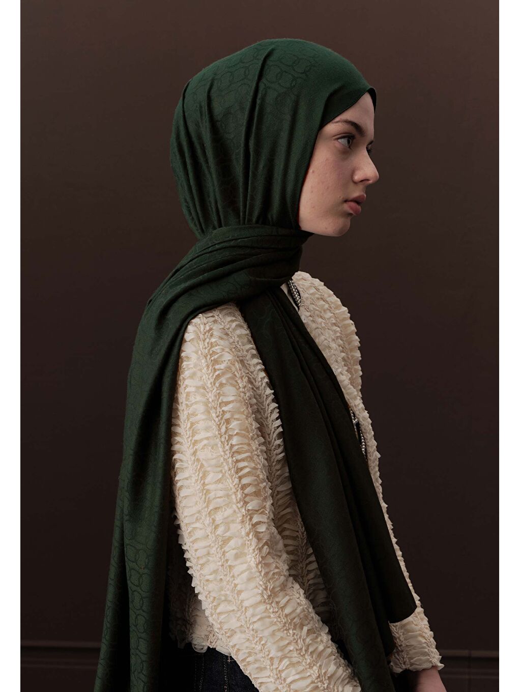 Bej Premıum Yünlü Düz Şal Zümrüt-4