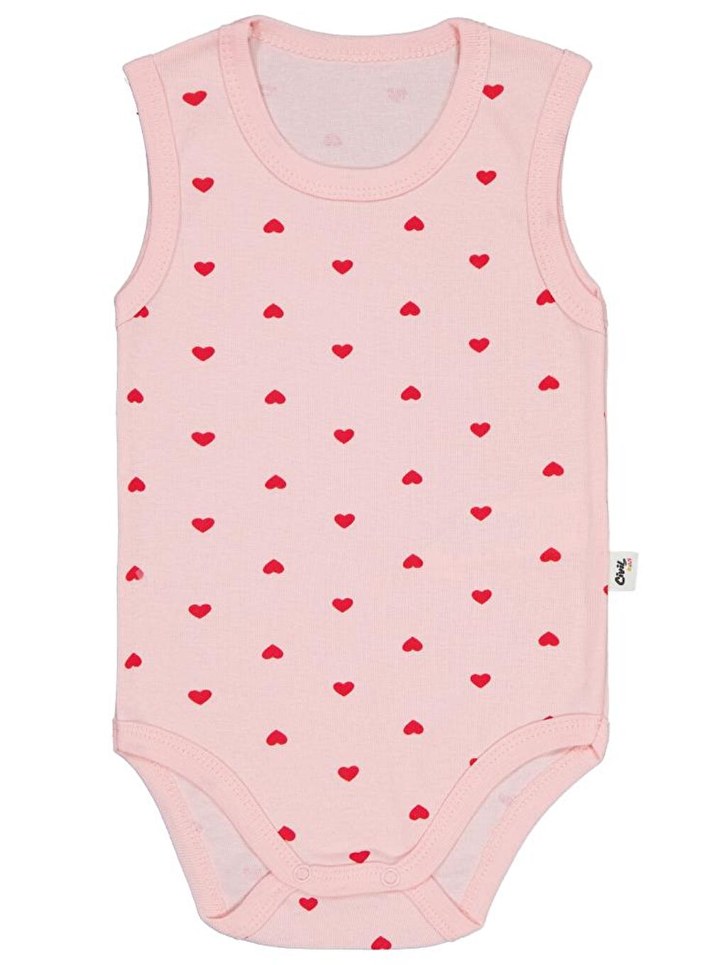 Baby Kalp Baskılı 1-36 Ay Çıtçıtlı Badi - Pembe 1-3 Ay