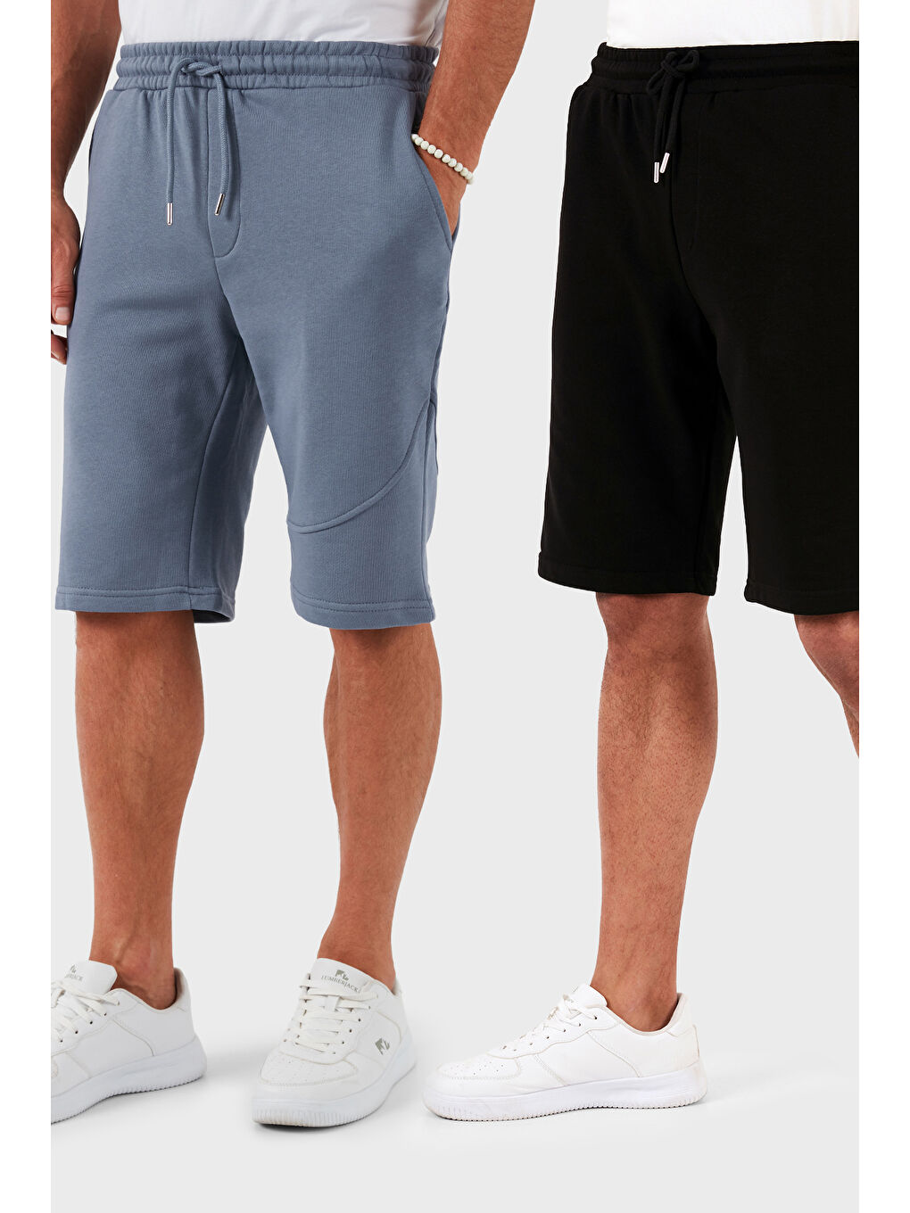 Siyah Pamuklu Regular Fit Normal Bel Cepli 2'li Paket Şort 590804142S2