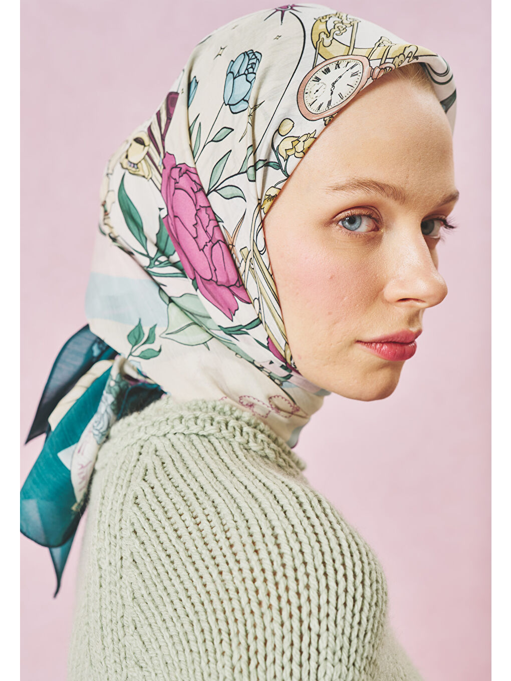 Karışık ONCE UPON A LOVE DESEN FLOŞ VİSKON EŞARP LILAC DREAM-2