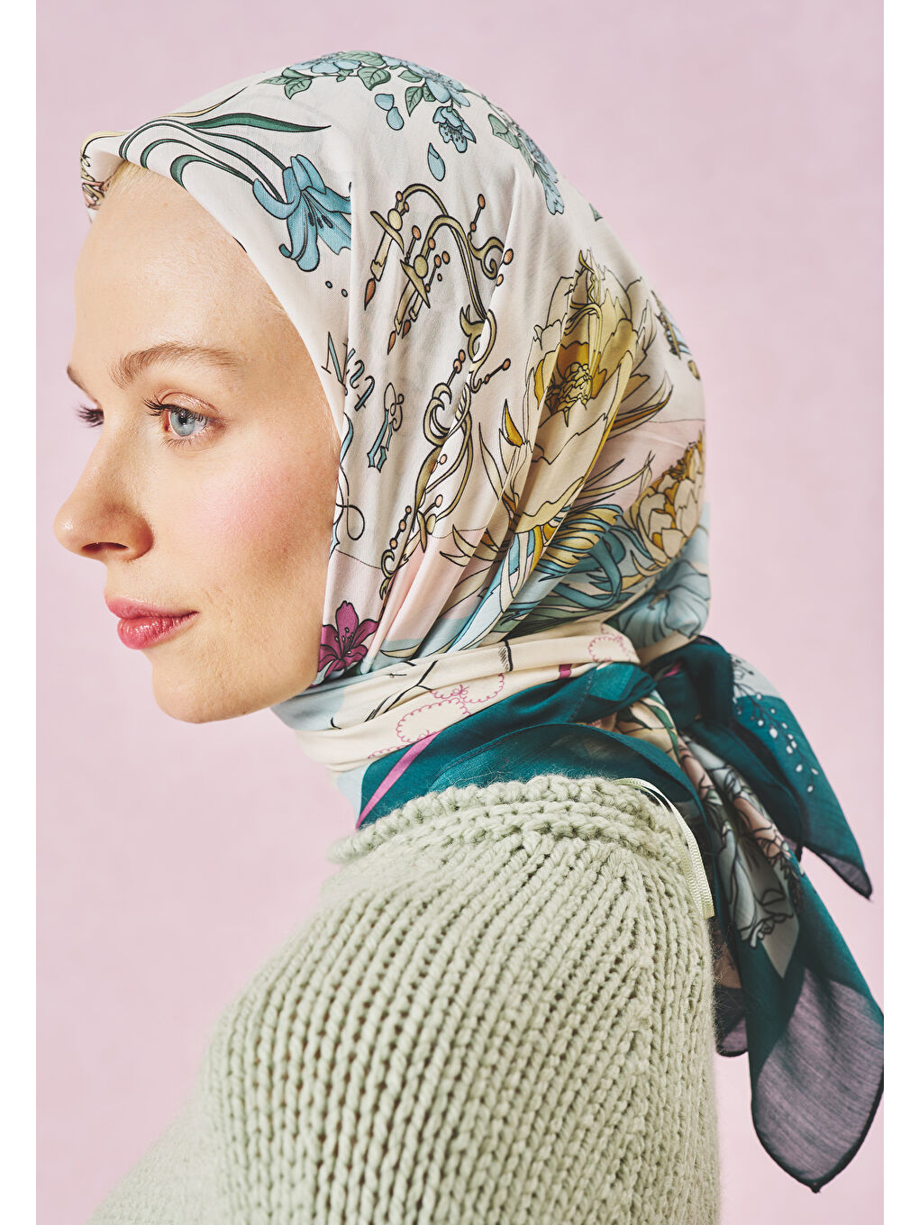 Karışık ONCE UPON A LOVE DESEN FLOŞ VİSKON EŞARP LILAC DREAM-3