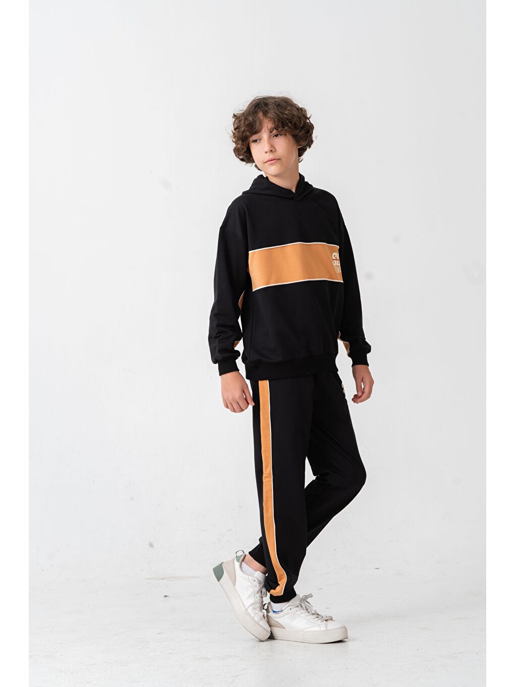 Siyah Soul Fater Great Mental Attitude Baskılı Erkek Çocuk Alt Üst Eşofman Takımı-2