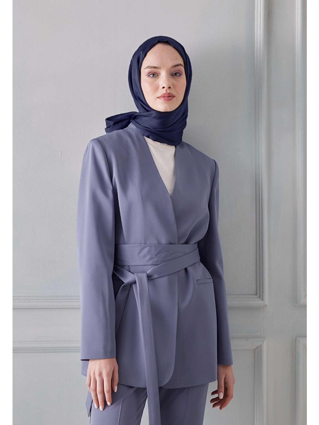 Janjanlı Şal Lacivert