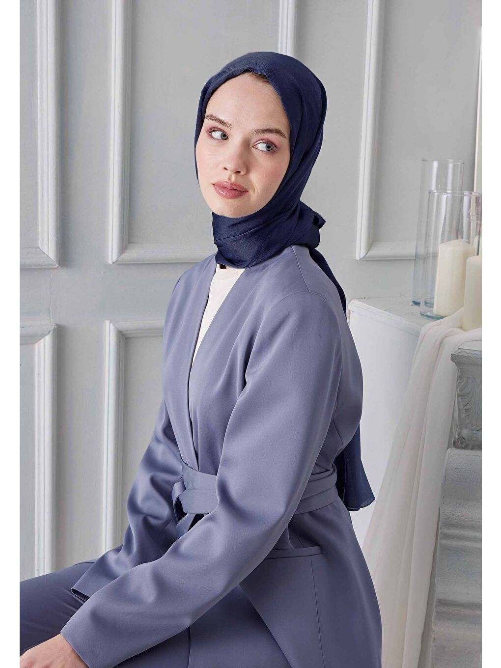 Janjanlı Şal Lacivert-1