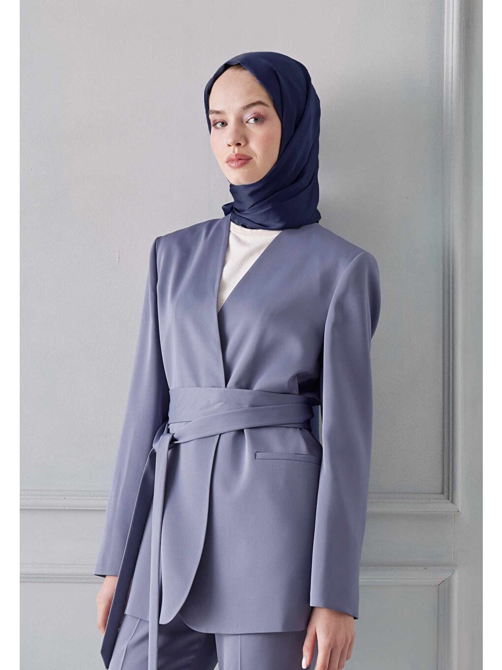 Janjanlı Şal Lacivert-2