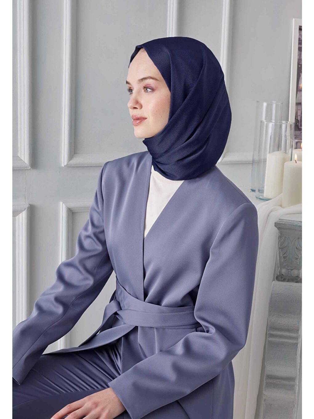 Janjanlı Şal Lacivert-3