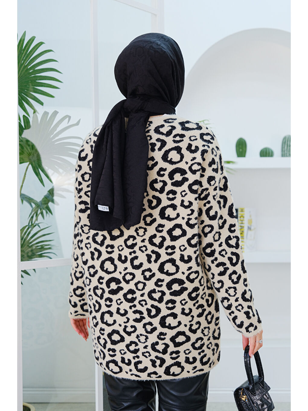 Locco Moda Bej Leopar Desen Kazak Taş - 3