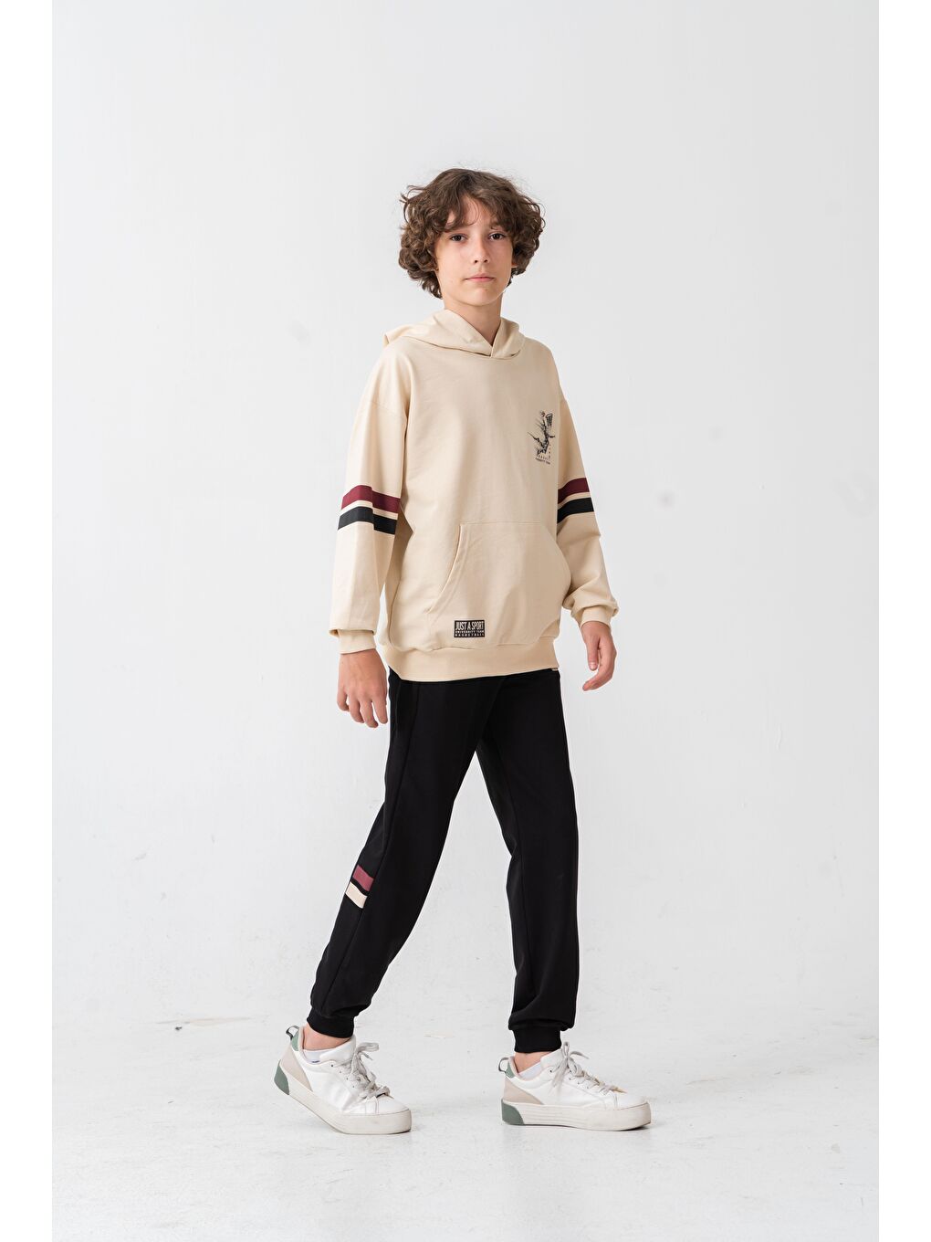 Siyah Just Sport Basketball University Team Baskılı Erkek Çocuk Alt Üst Eşofman Takımı-2