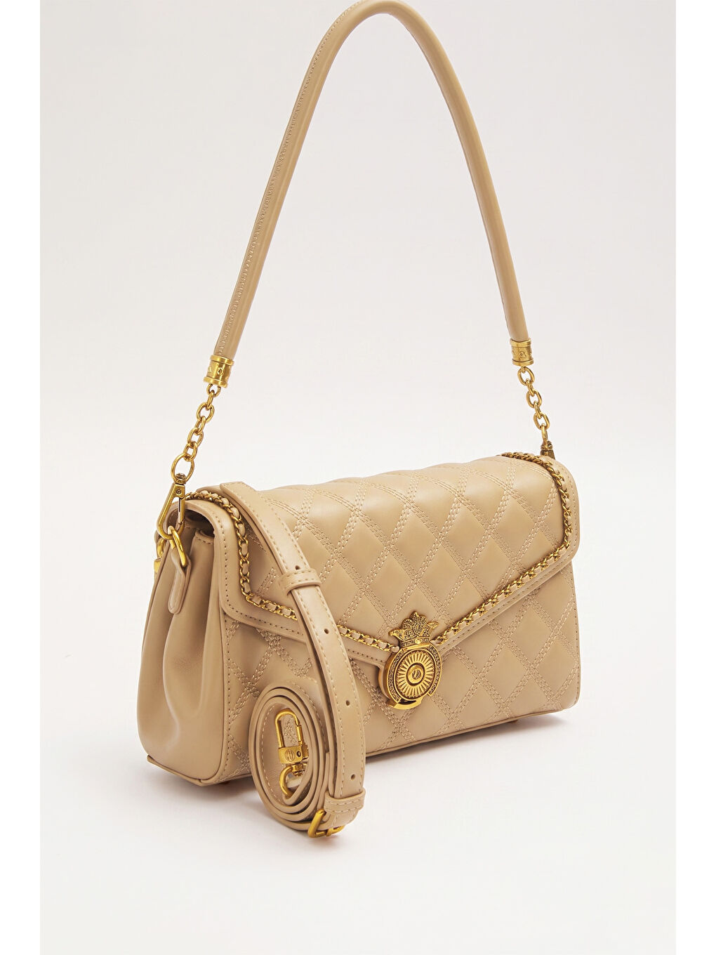 Premium Çift Bölmeli Çift Askılı Sert Deri Çanta 930663 Bej