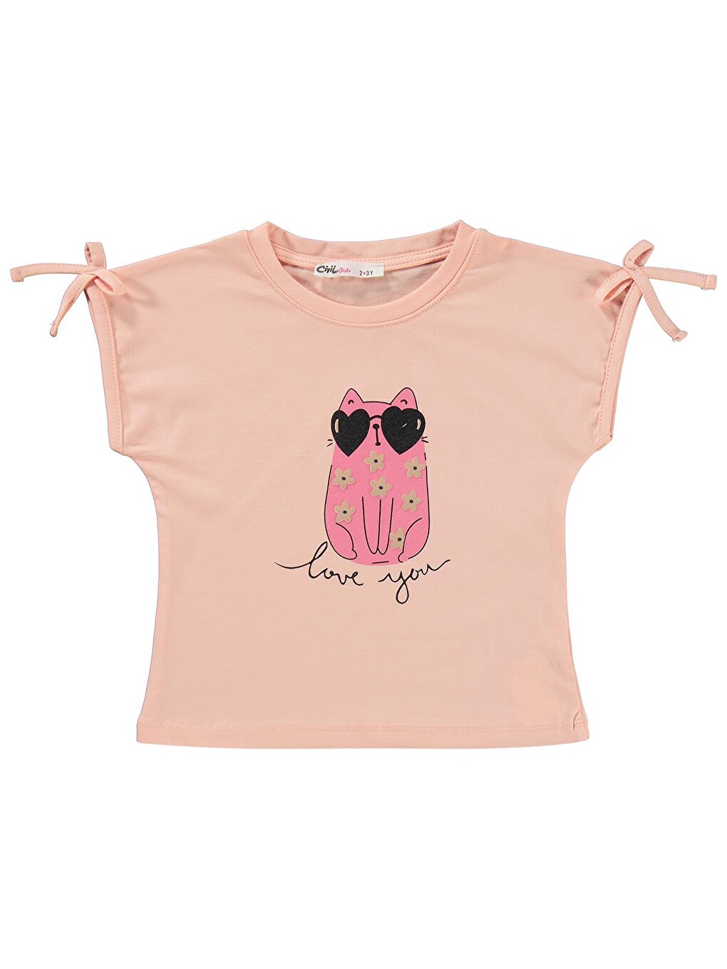 Pembe Girls Kedi Baskılı 2-5 Yaş Takım - Pudra-2