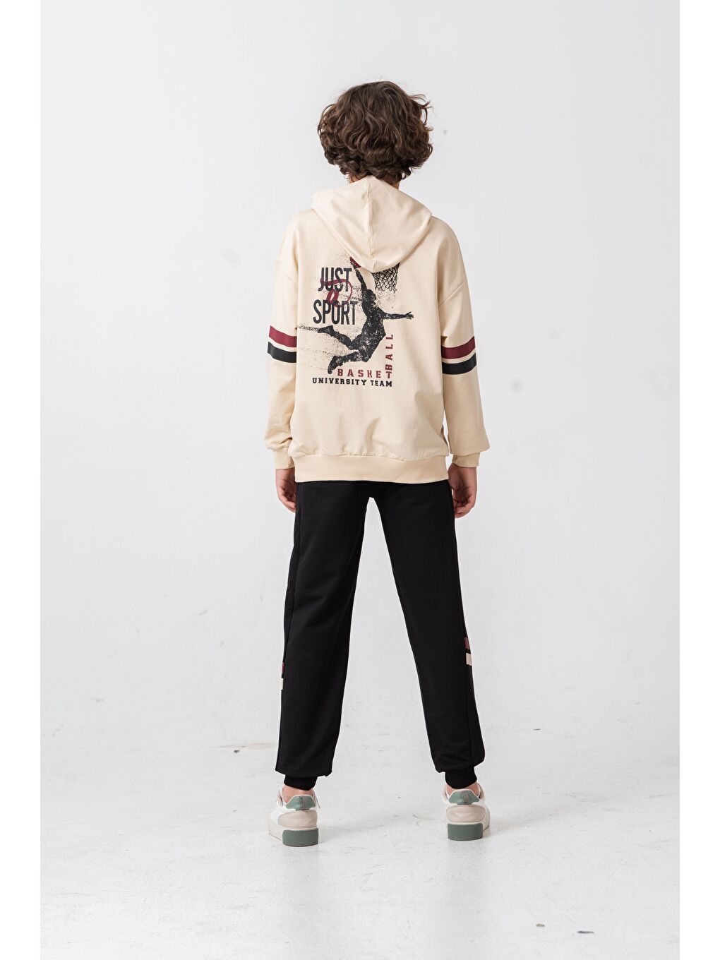 Siyah Just Sport Basketball University Team Baskılı Erkek Çocuk Alt Üst Eşofman Takımı-3