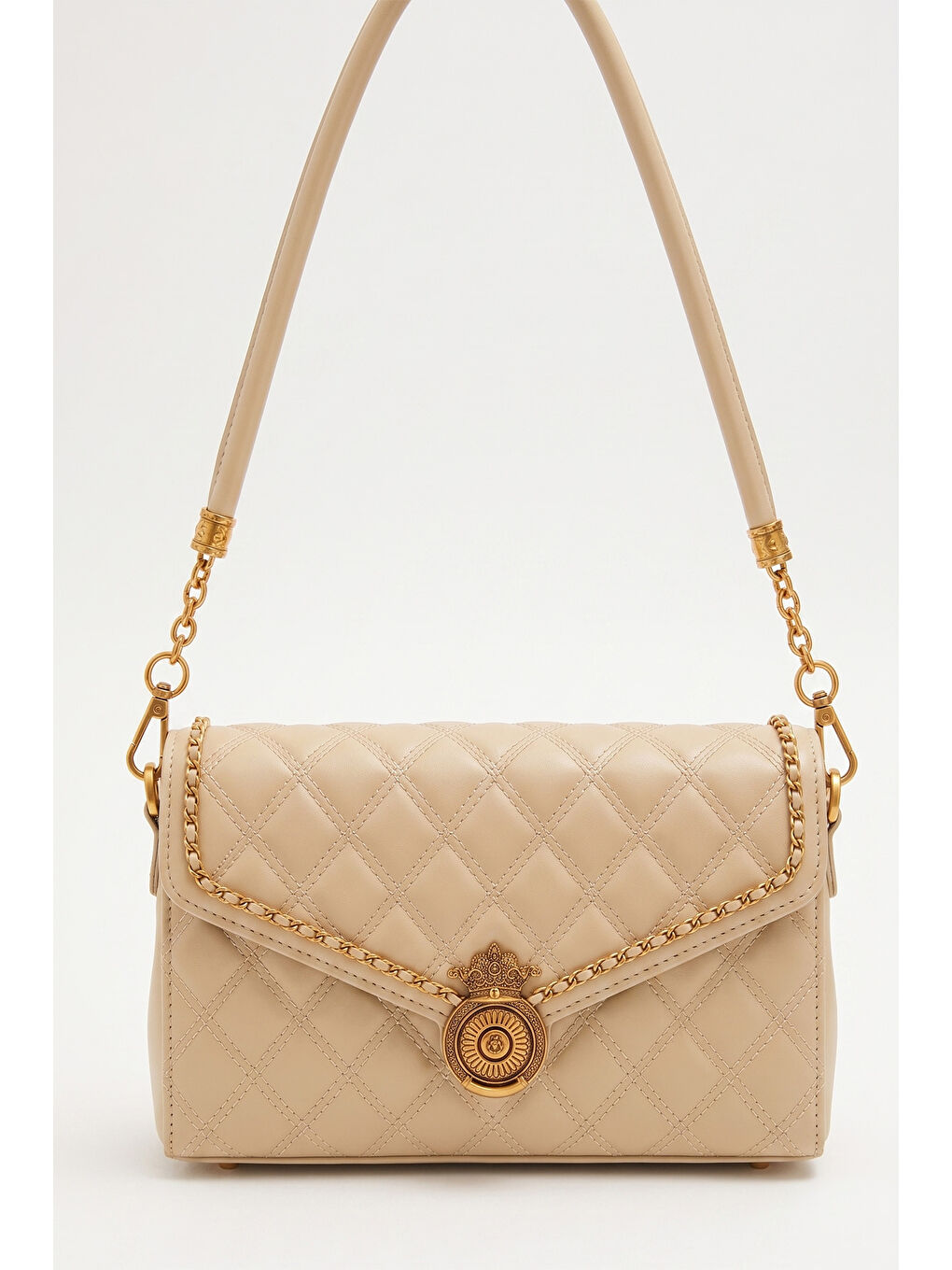 Premium Çift Bölmeli Çift Askılı Sert Deri Çanta 930663 Bej-3