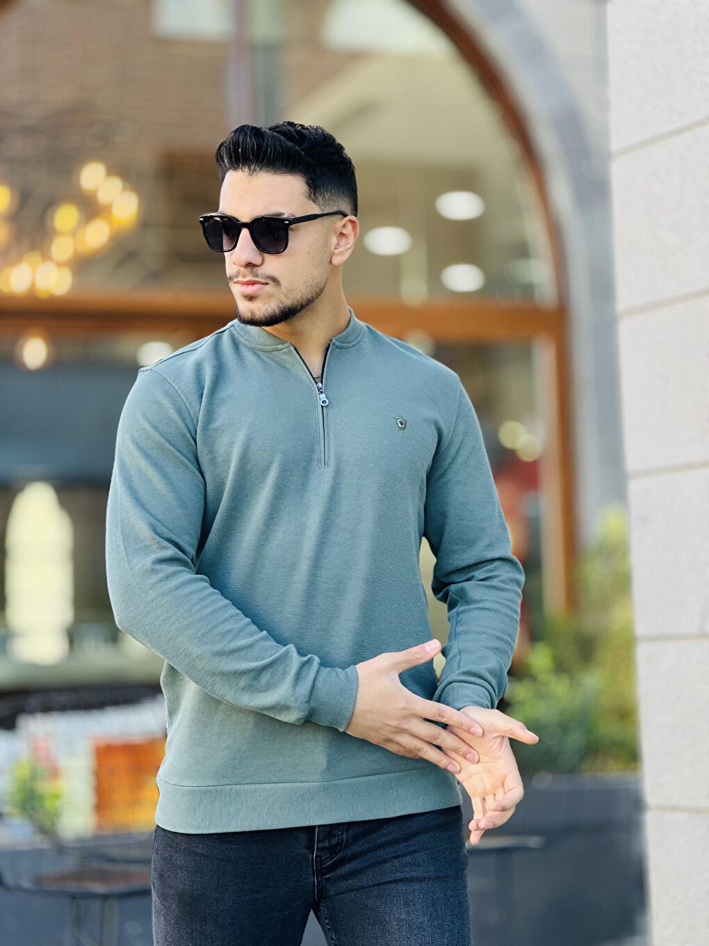 Miron Haki Yarım Fermuarlı Kolej Yaka Sweatshirt Regular Fit-Haki - 2