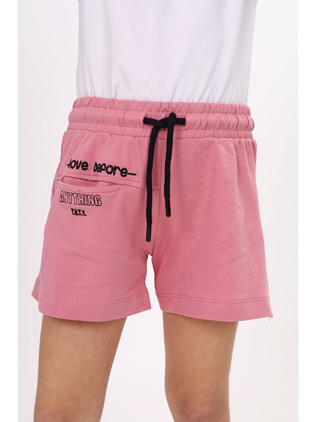 Pembe Kız Çocuk Nakışlı Şort-2