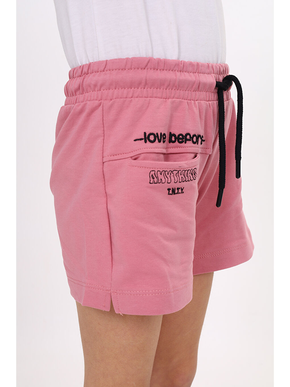 Pembe Kız Çocuk Nakışlı Şort-6