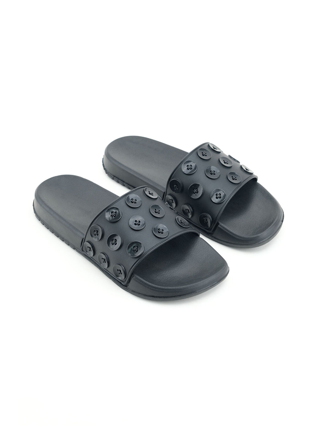 Siyah Kadın Yazlık Eva Islak Zemine Uygun Ev Bahçe Banyo Havuz Terlik-2