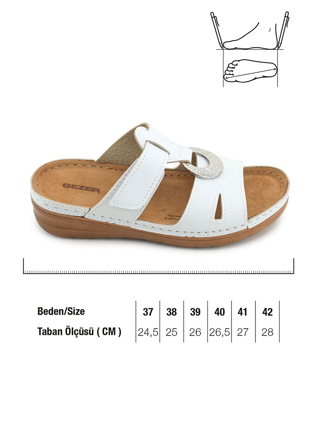 Beyaz Yazlık Kadın Suni Deri Koleksiyon Cırtlı Ayarlanabilir Terlik-1