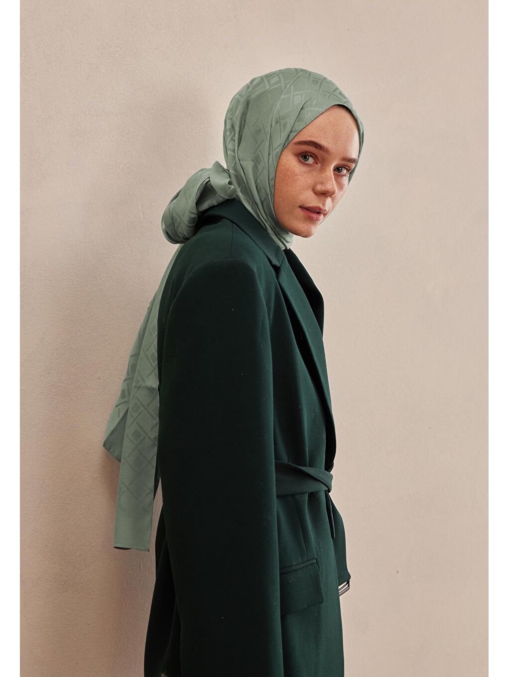 Yeşil Porto Jakarlı Şal Mint-2