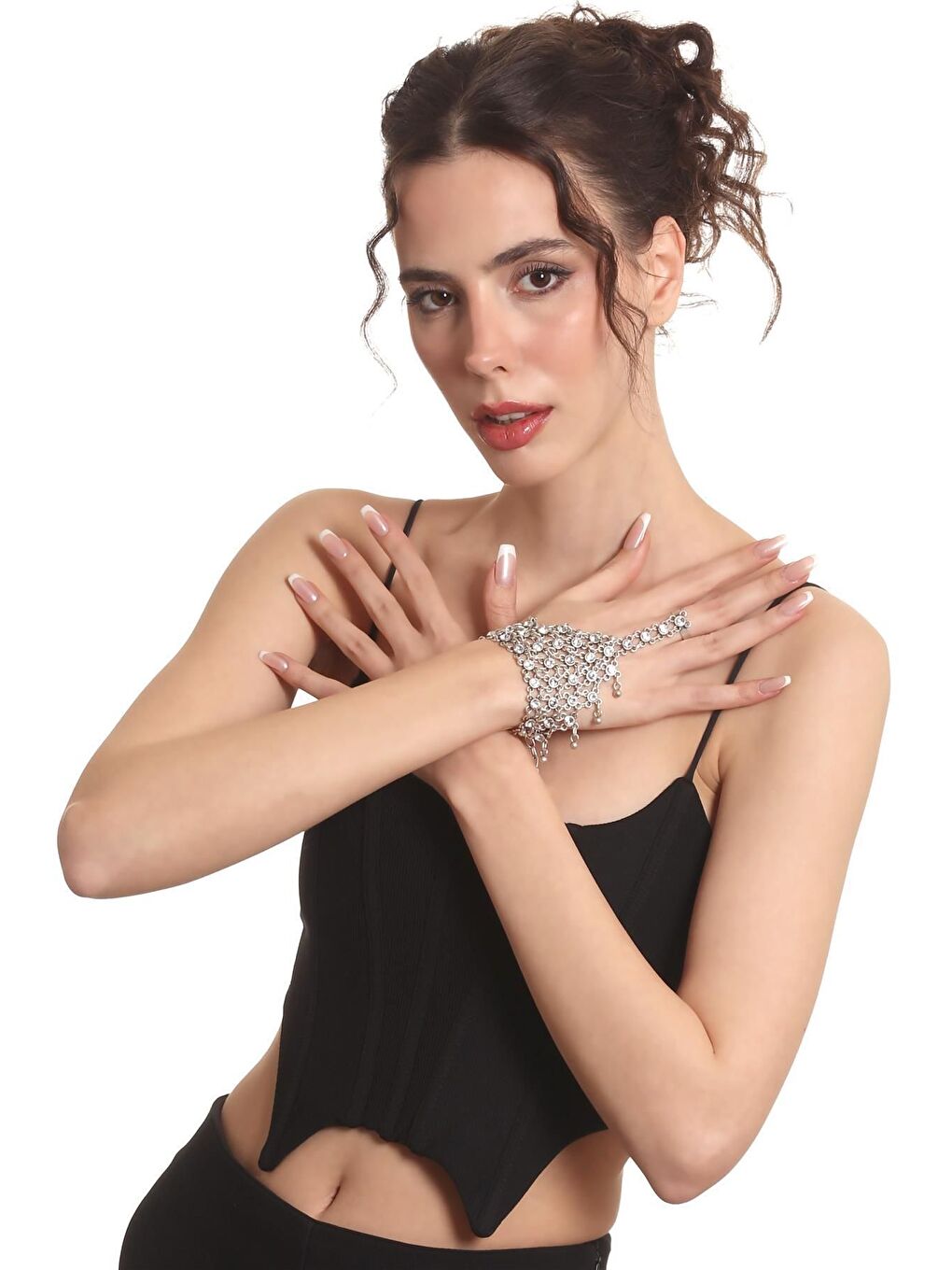 Gri Kadın Antik Gümüş Kaplama Renkli Taşlı Yüzüklü Şahmeran-1