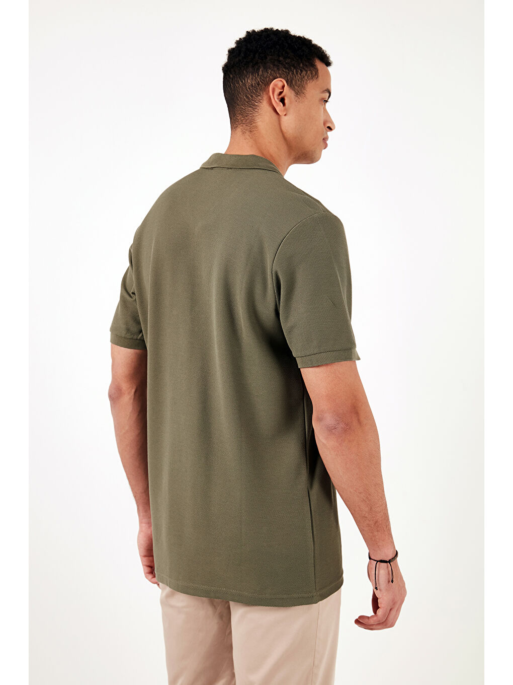 Haki Pamuklu Regular Fit Yarım Fermuarlı 3'lü Paket Polo Yaka %100 Pamuk Tişört 5902434S3-5