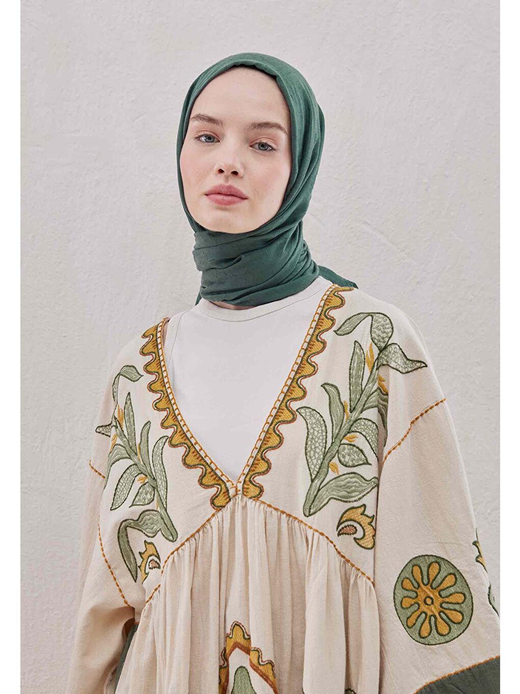 Bej Bambu Şal Zümrüt-1