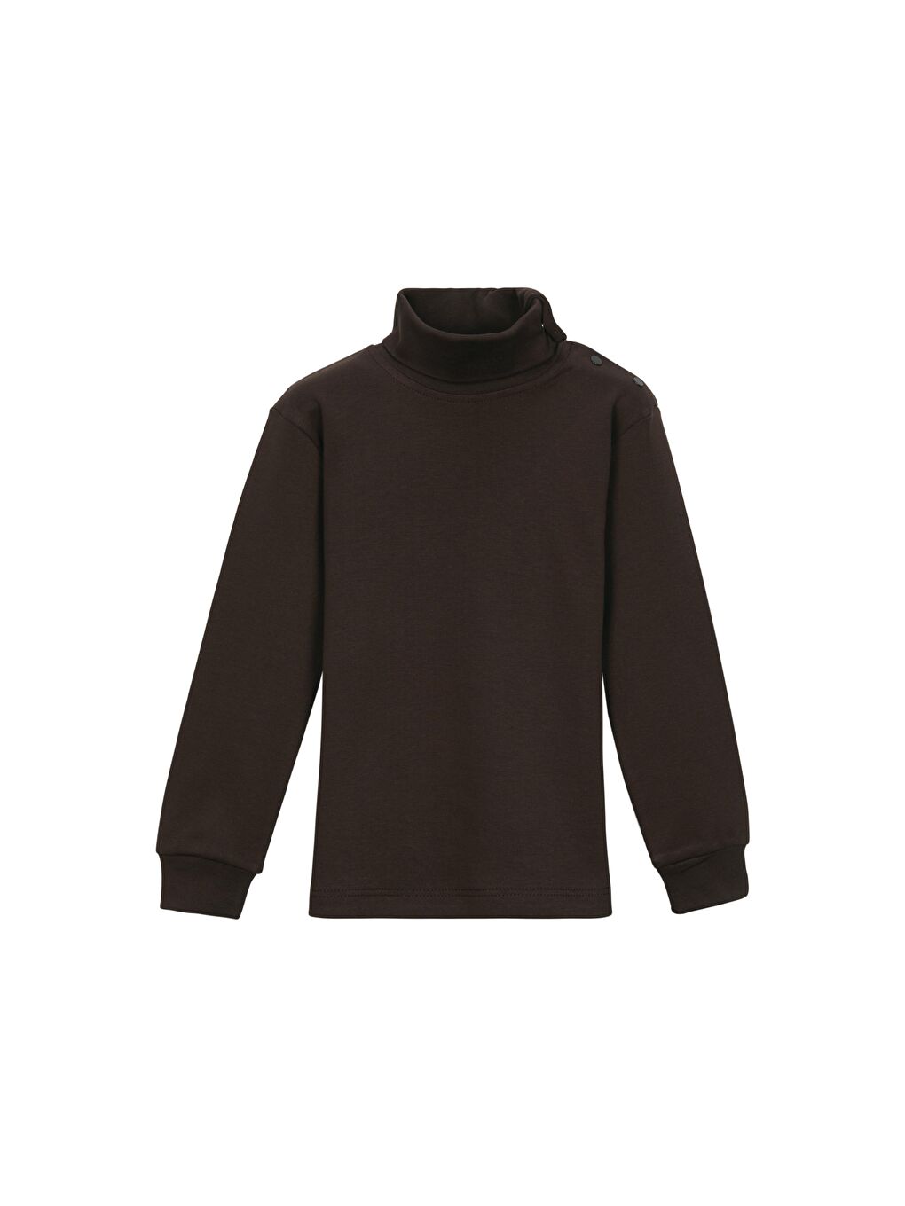 Kahverengi Kız Çocuk Tam Balıkçı Uzun Kol Çıtçıtlı Tişört