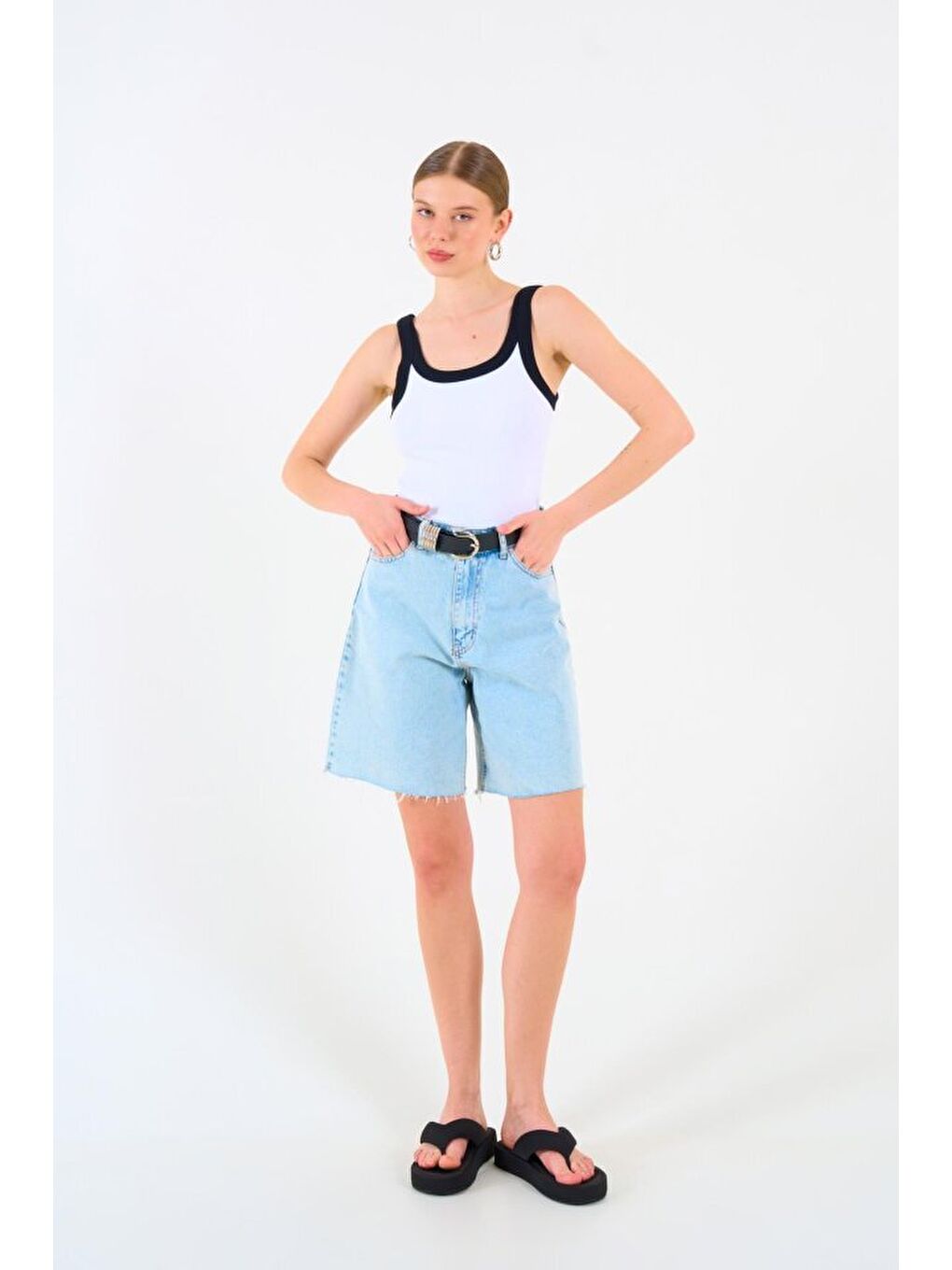 İki Renkli Atlet - Beyaz-Siyah-1