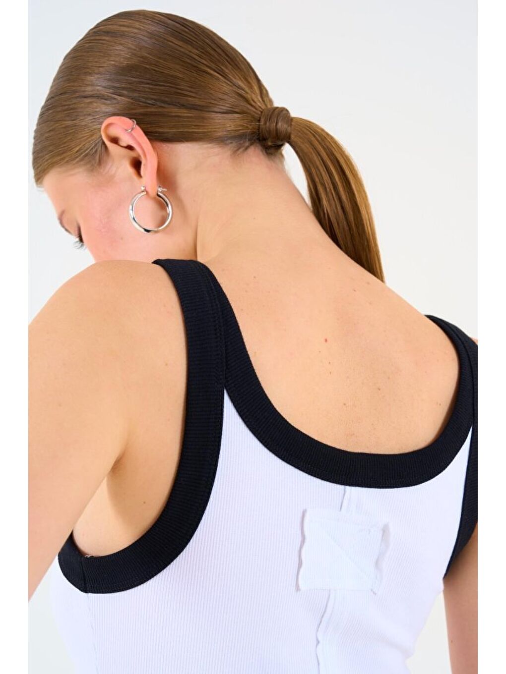 İki Renkli Atlet - Beyaz-Siyah-3