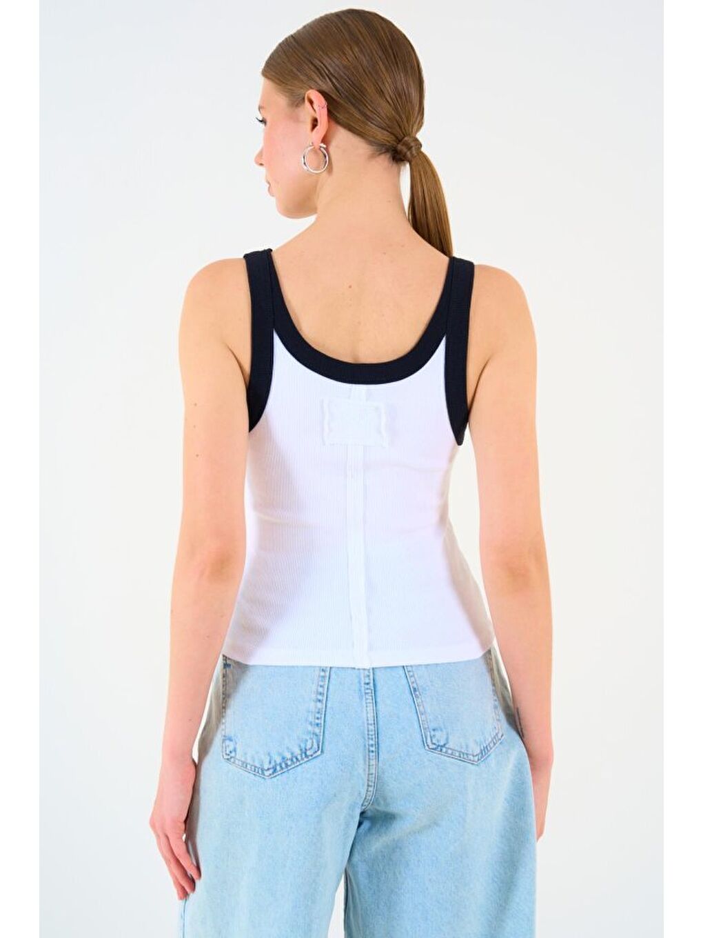 İki Renkli Atlet - Beyaz-Siyah-4