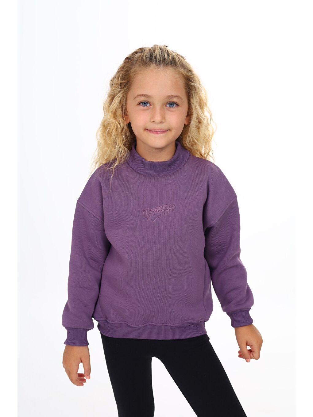 Mor Kız Çocuk Nakışlı Sweatshirt