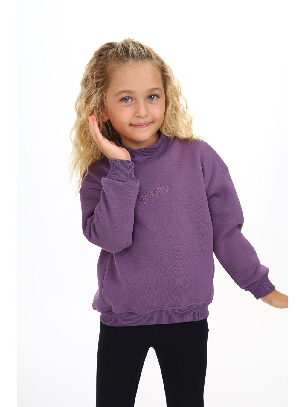 Mor Kız Çocuk Nakışlı Sweatshirt-2