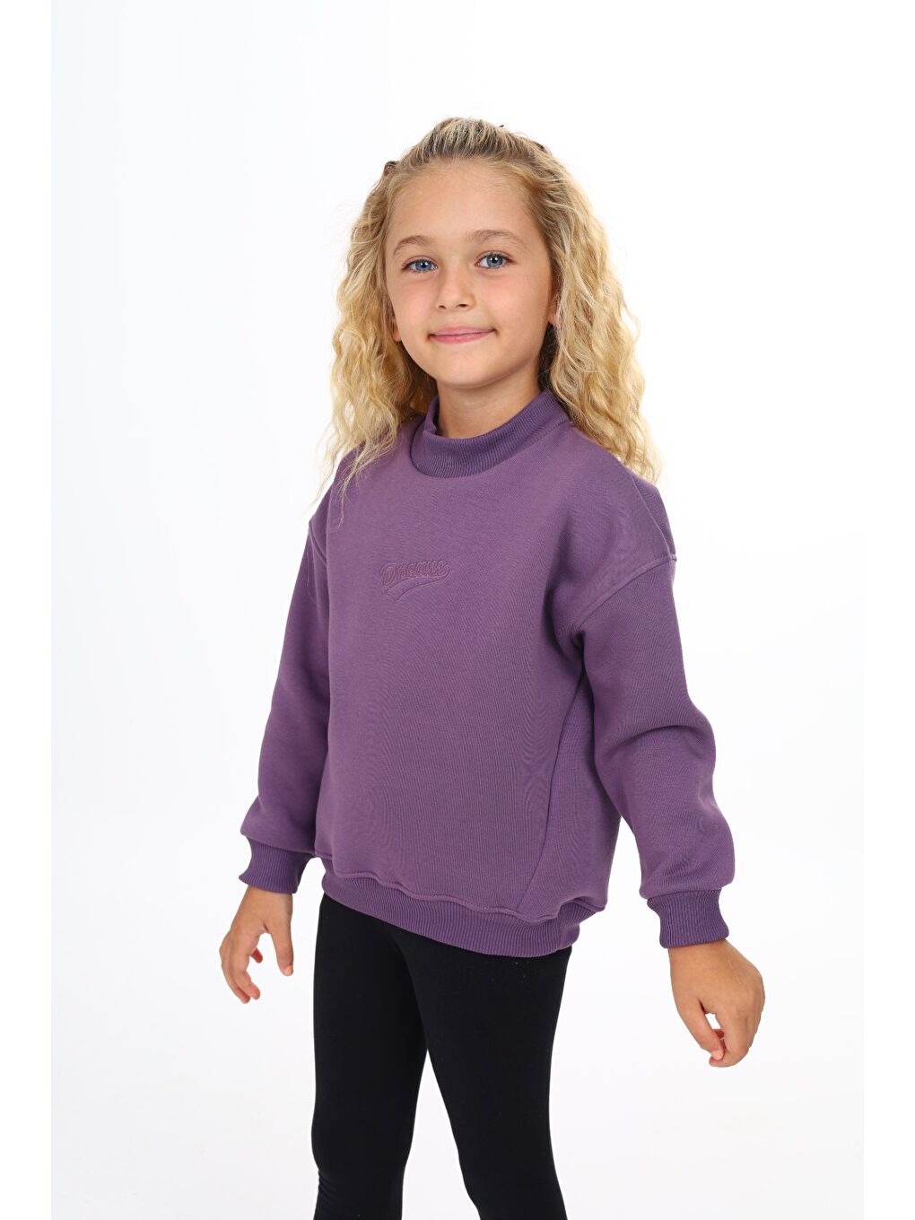 Mor Kız Çocuk Nakışlı Sweatshirt-3