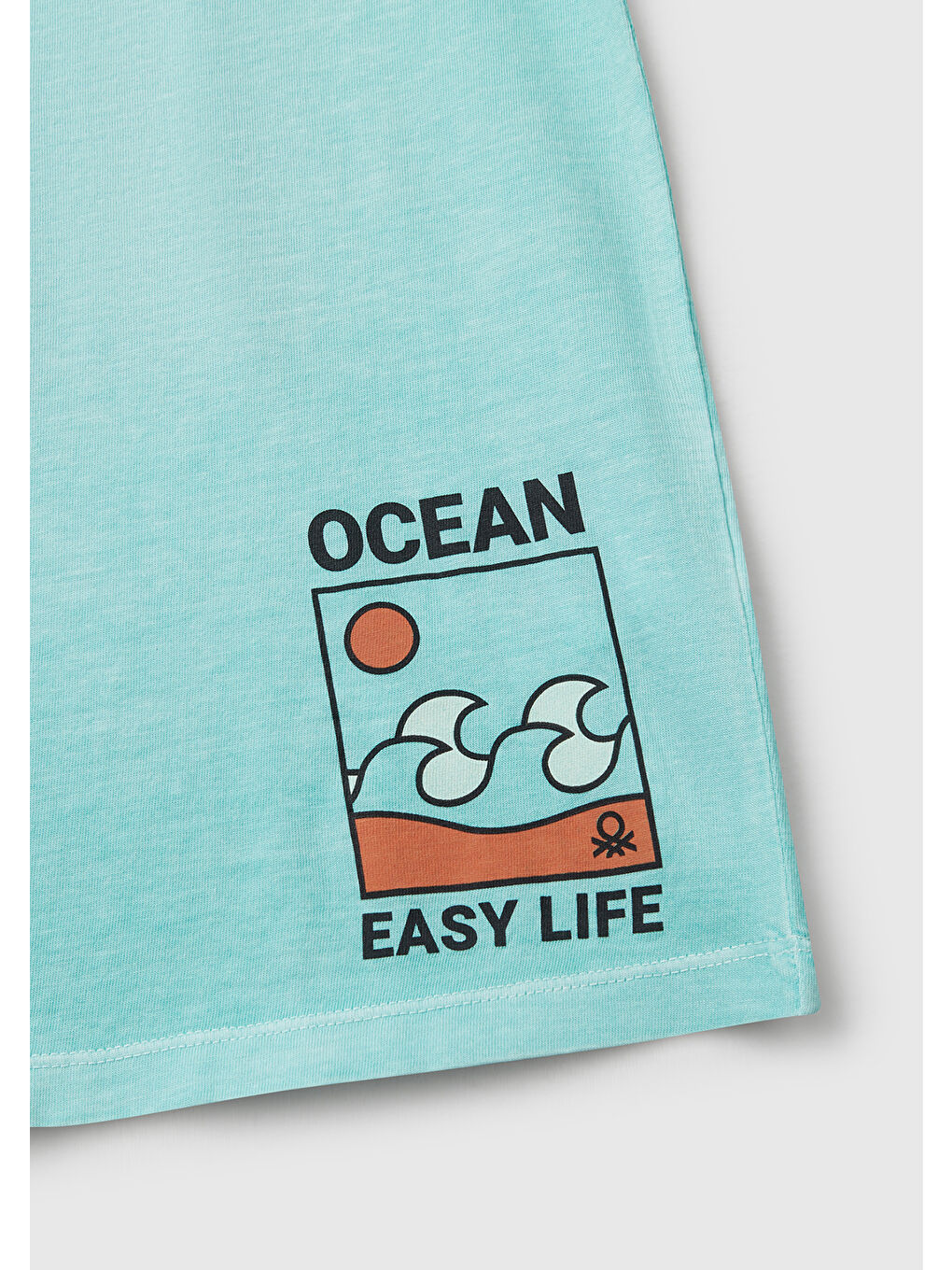 Erkek Çocuk Turkuaz Slogan Baskılı Soluk Efektli T-Shirt-2