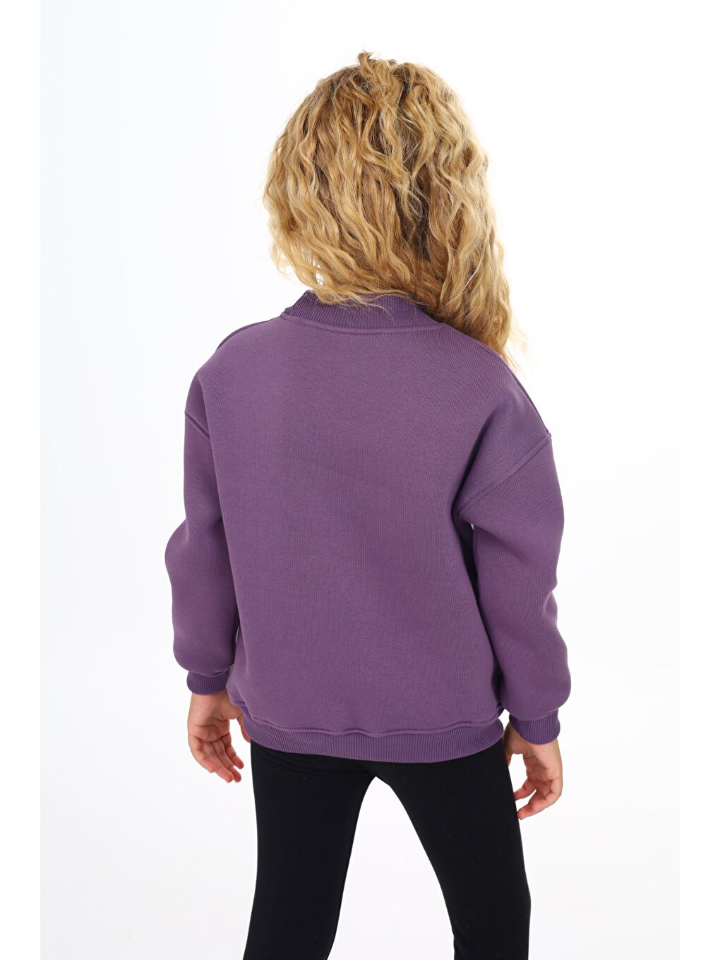 Mor Kız Çocuk Nakışlı Sweatshirt-5