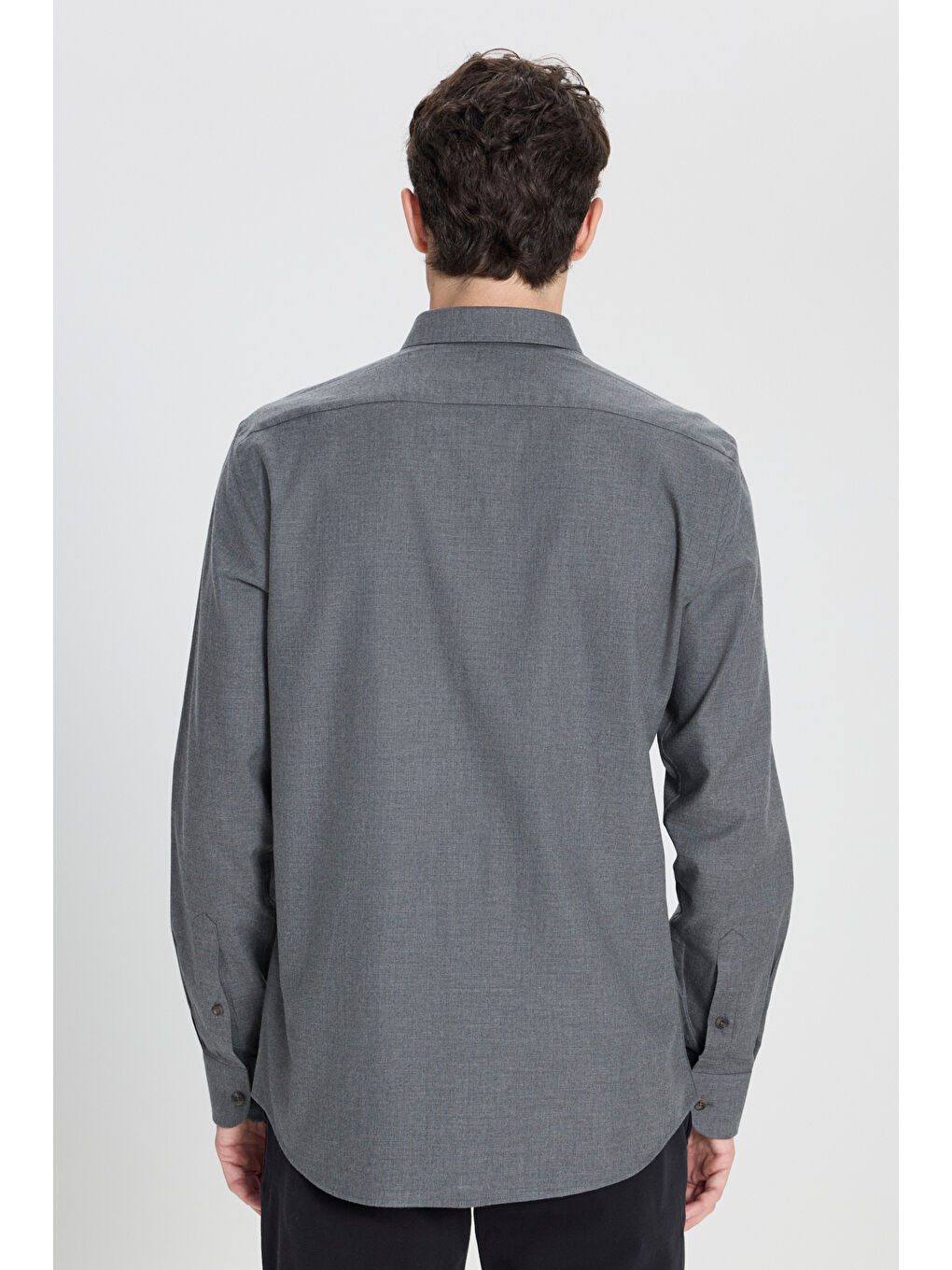 Erkek Haki %100 Pamuk Slim Fit Dar Kesim Düğmeli Yaka Flanel Gömlek-4