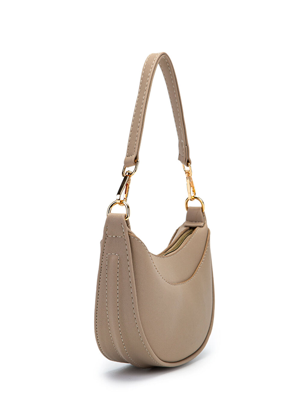 Mini Yarım Ay Tasarım Alisa Kadın El Ve Çapraz Çanta Bej-1
