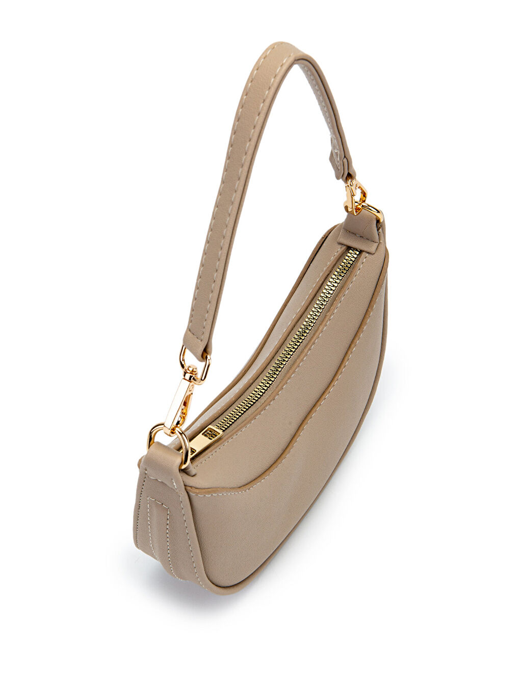 Mini Yarım Ay Tasarım Alisa Kadın El Ve Çapraz Çanta Bej-2