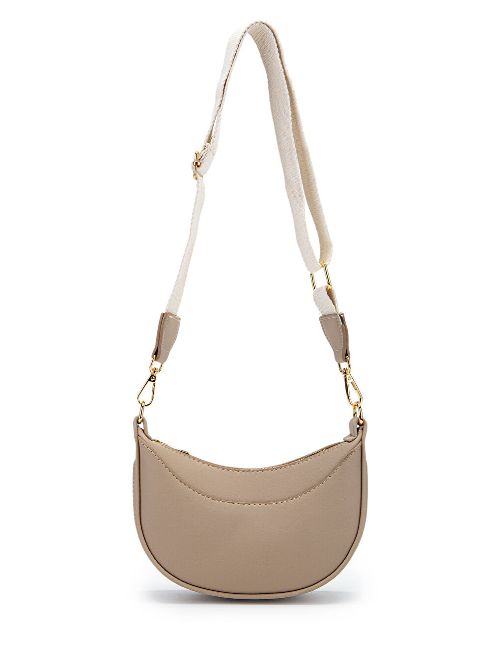 Mini Yarım Ay Tasarım Alisa Kadın El Ve Çapraz Çanta Bej-3
